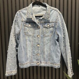 Pearl Embellished Denim Jacket